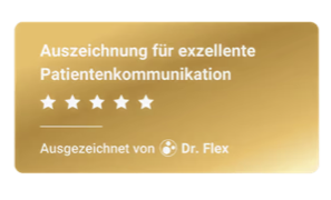 Auszeichnung für exzellente Patientenkommunikation, vergeben von Dr. Flex